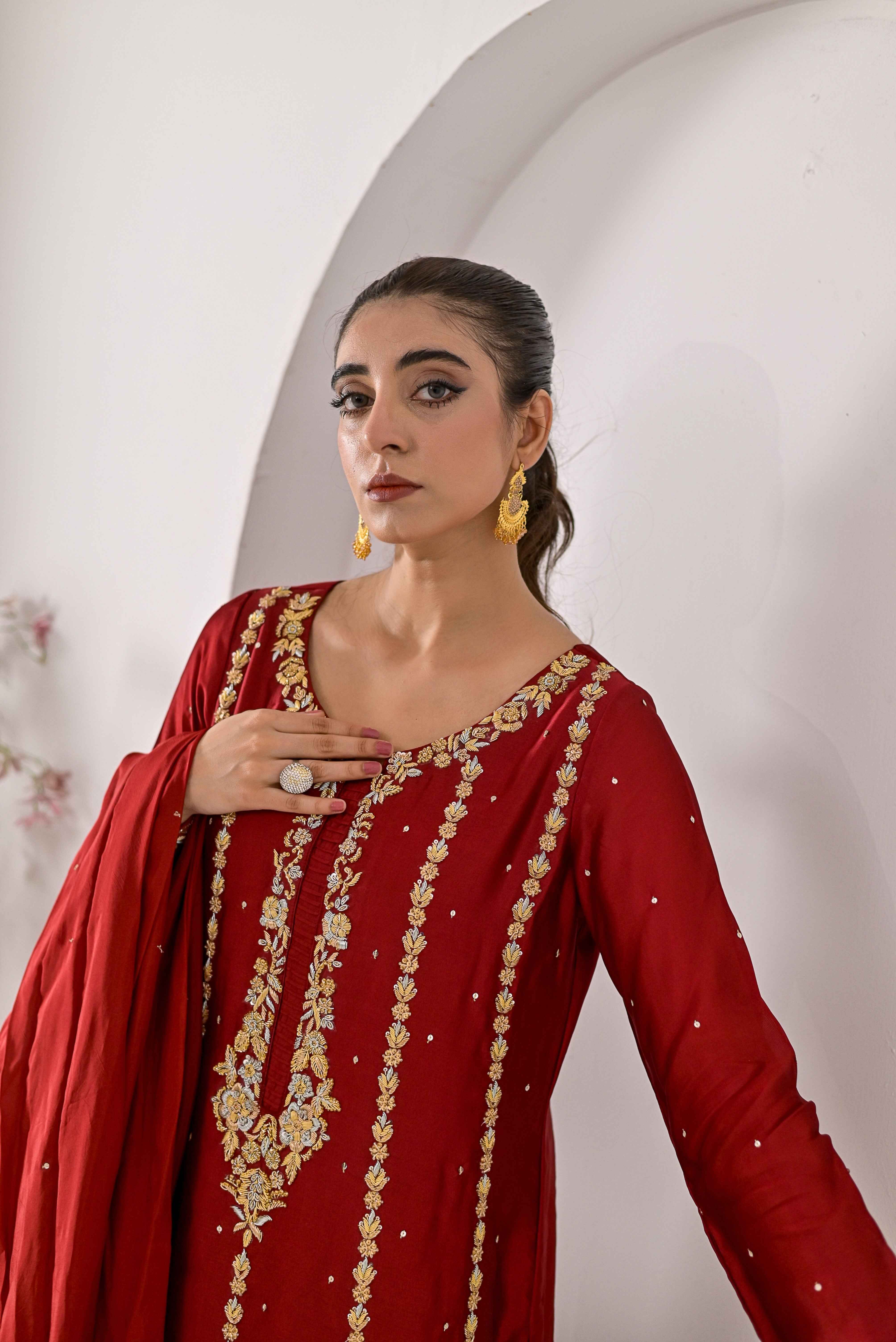 Pure Shisha Silk 3-Piece Suit – Lilac with Hand Embellishment - Bin Hussain